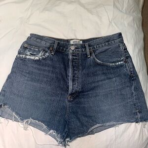 Agolde Dark Blue High-Rise Dee Jean Shorts